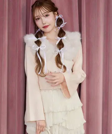 인조 모피 옷깃 니트 NICE CLAUP