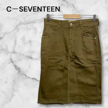 세븐틴 스커트 무릎 기장 플레어 실루엣 스트레치 소재 L