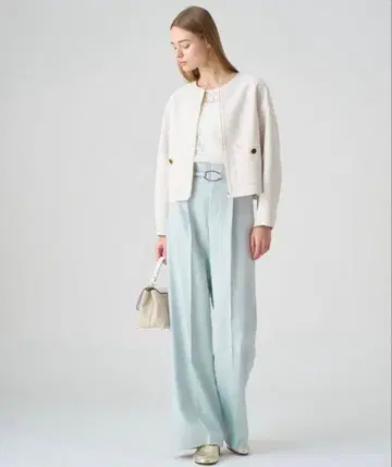 ANAYI 브라이트 트윌 턱 와이드 팬츠 민트 그린