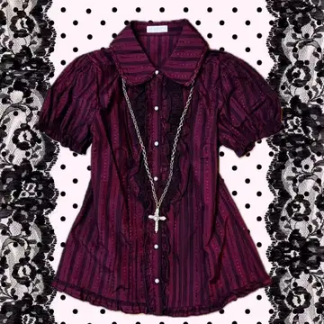 00s y2k 고딕 프릴 블라우스