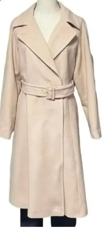 NATURAL BEAUTY 캐시미어 혼방 울 가운 코트 허리 마크 L