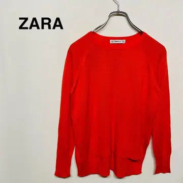 자라 오렌지 니트 스웨터 보트넥 긴팔 레귤러 기장 S