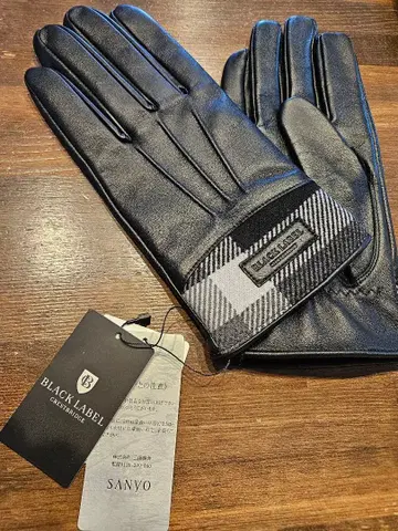 BLACK LABEL 가죽 장갑 L 사이즈 체크 무늬