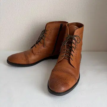 [ 새상품급 ] 천연 가죽 GOHAN 레이스업 부츠 브라운 카멜 24.5