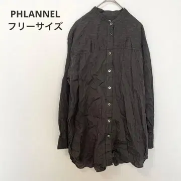 PHLANNEL 긴팔 셔츠 다크 그레이 버튼 포함