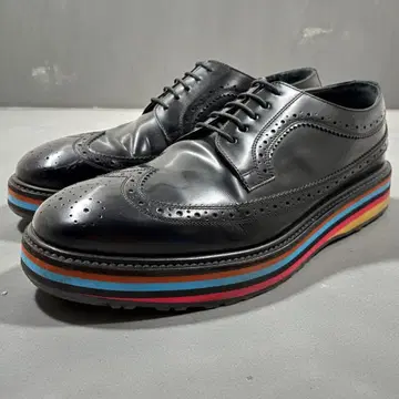 [ 레어 ] 폴스미스 드레스 신발 41 멀티 스트라이프 카프 가죽 블랙