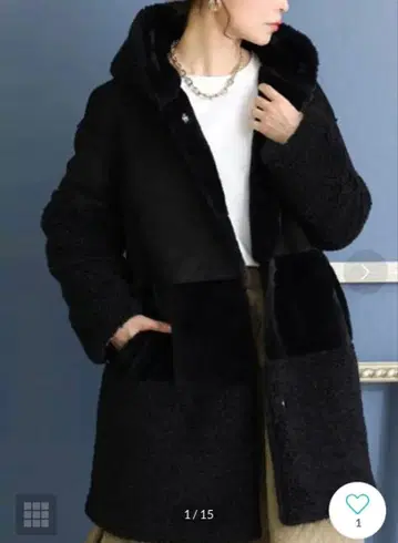 후드 부착 보아 무스탕 코트 블랙 정가 3만 초과