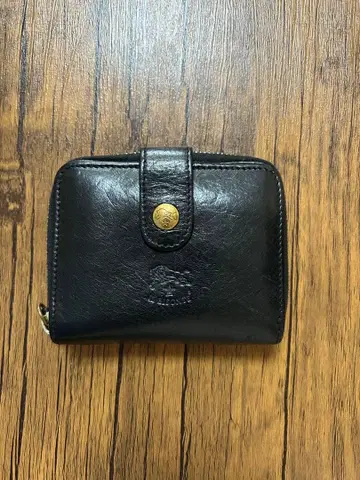 블랙 가죽 접이식 지갑