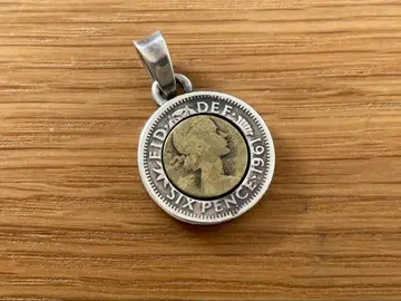 아쿠아 실버 펜던트 행복의 6펜스 코인 펜던트 헤드