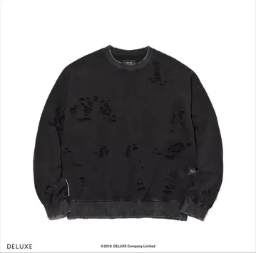 미사용 새상품 Deluxe Sabotage BLACK 데미지 맨투맨 L