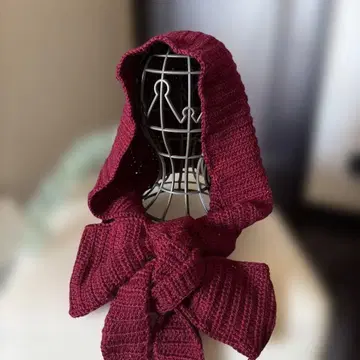 울트라 웜 crochet 소피 후드 (롱 타입) 크림슨 레드