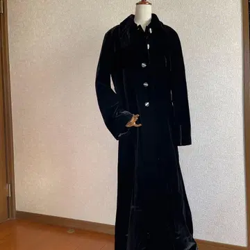 ALBERTAFERRETTI 블랙 벨벳 롱 코트