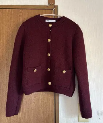 ZARA 가디건 보르도 S