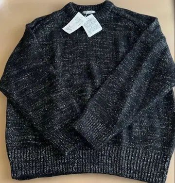 BEAUTY&YOUTH 라메 믹스 크루넥 니트 스웨터 블랙