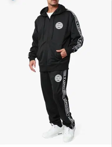 저지 남성용 상하의 세트 셋업 룸웨어 별주 홈웨어 블랙