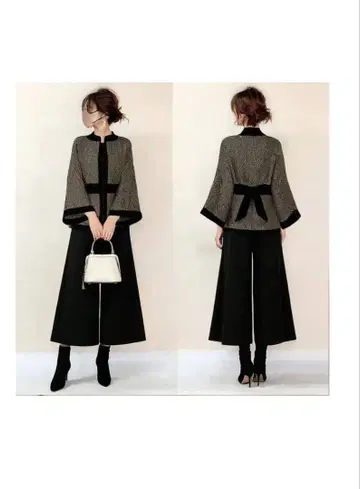 캐주얼 셋업 코디 블랙 8부 스커트