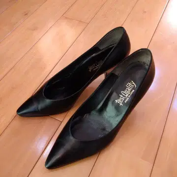 블랙 스틸레토 하이힐 도서 소가죽 23.5