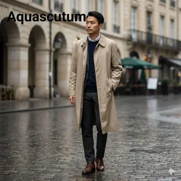 영국제 아쿠아 스큐텀 스텐카라 코트 Aqua5 면100 베이지