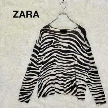 자라 긴팔 티셔츠 셔츠 보트넥 보더 올 패턴 L사이즈