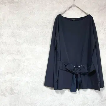 컴시즘 긴팔 블라우스 블랙 리본 세레모니 보트넥 리본 봄/여름