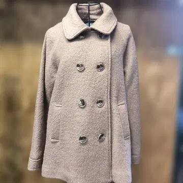 confort Basics 베이지 더블 브레스트 울 코트