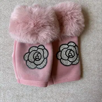 핑크 꽃 모티브 장갑 스마트폰 대응