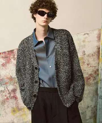 Mix Color Fancy Yarn Knit Cardigan