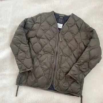 TAION V넥 지퍼 자켓 이너 다운 카키 L
