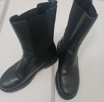 블랙 사이드 고어 부츠 통굽