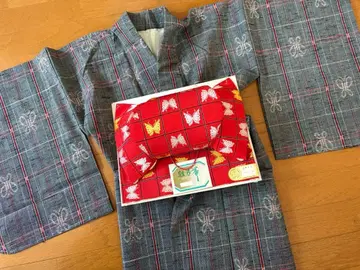 새상품 울 기모노 만들기 오비 세트