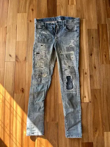 데미지 가공 스키니 청바지 glam