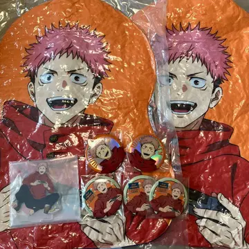 주술회전 세가 럭키 쿠지 쿠션 아크릴 스탠드 캔뱃지 이타도리 유우지