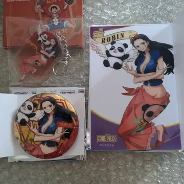 원피스 무기와라 스토어 상하이 오리지널 로빈 캔뱃지 키링 카드