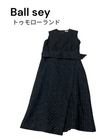 e536 Ball sey 벨트 포함 슬리브리스 원피스