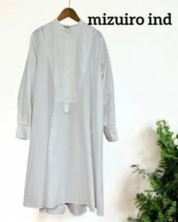 미즈이로 ind 핀턱 플레어 롱 원피스 화이트 인기 스테디셀러