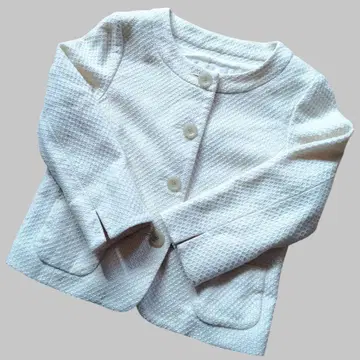 휴먼 우먼 트위드 노카라 자켓 아이보리 화이트