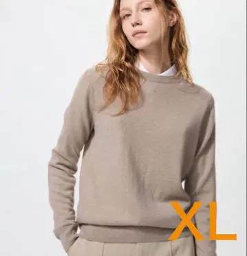 유니클로 캐시미어 크루넥 스웨터 베이지 XL