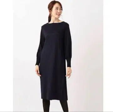리브 콤비 스무스 니트 원피스