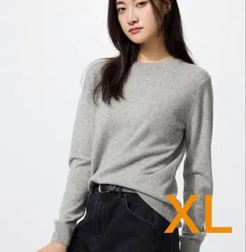 유니클로 캐시미어 크루넥 스웨터 그레이 XL