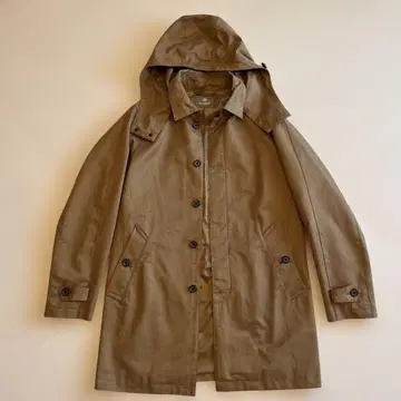 nano 후드 부착 브라운 트렌치코트