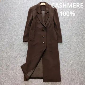 여성용 캐시미어 100% 체스터 코트 브라운 루즈핏