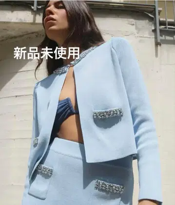 새상품 ZARA 큐빅 플레인 니트 가디건