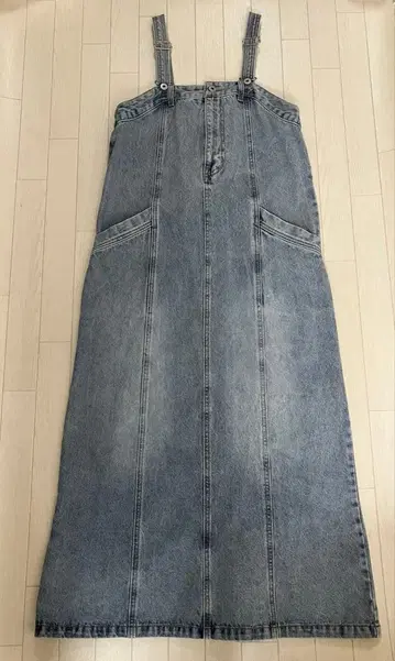 DISCOAT US 코튼 데님 점프 스커트 색스 블루 M 사이즈