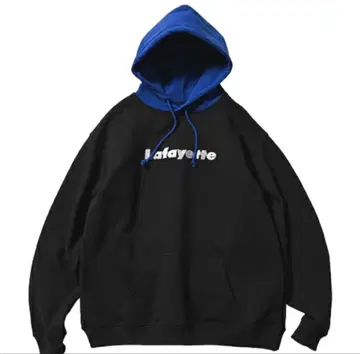 Lafayette 후드 부착 후드티 블랙/블루