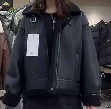 ABITOKYO 페이크 무스탕 플라이트 자켓 블랙