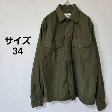 야에카 베이커 셔츠 자켓 밀리터리 올리브 워크 셔츠 면