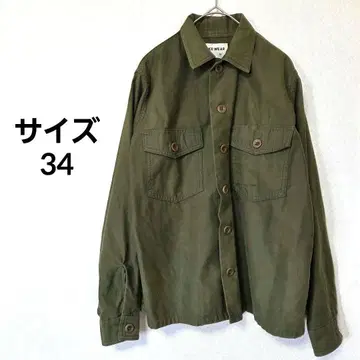 야에카 베이커 셔츠 자켓 밀리터리 올리브 워크 셔츠 면