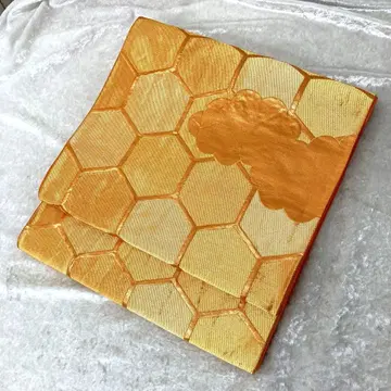 오비 오렌지 후쿠로 오비 순수 실크 기모노 일본 의류 쇼와 레트로