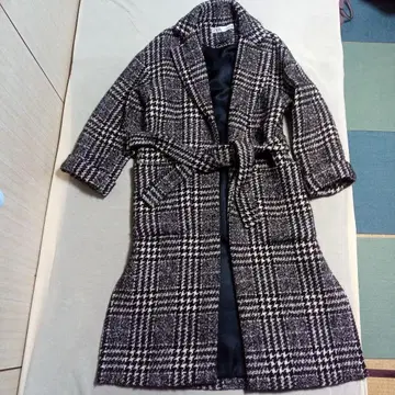 ZARA 체크 무늬 롱 코트 XS
