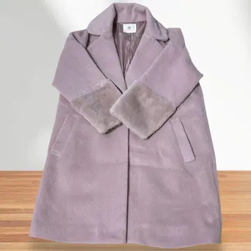 연보라색 플리스풍 롱 코트